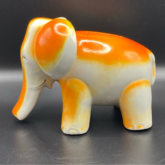 Vintage Antique Estate Made In Japan Orange Elephant Piggy Bank H in Diamond - Picture 2 of 11